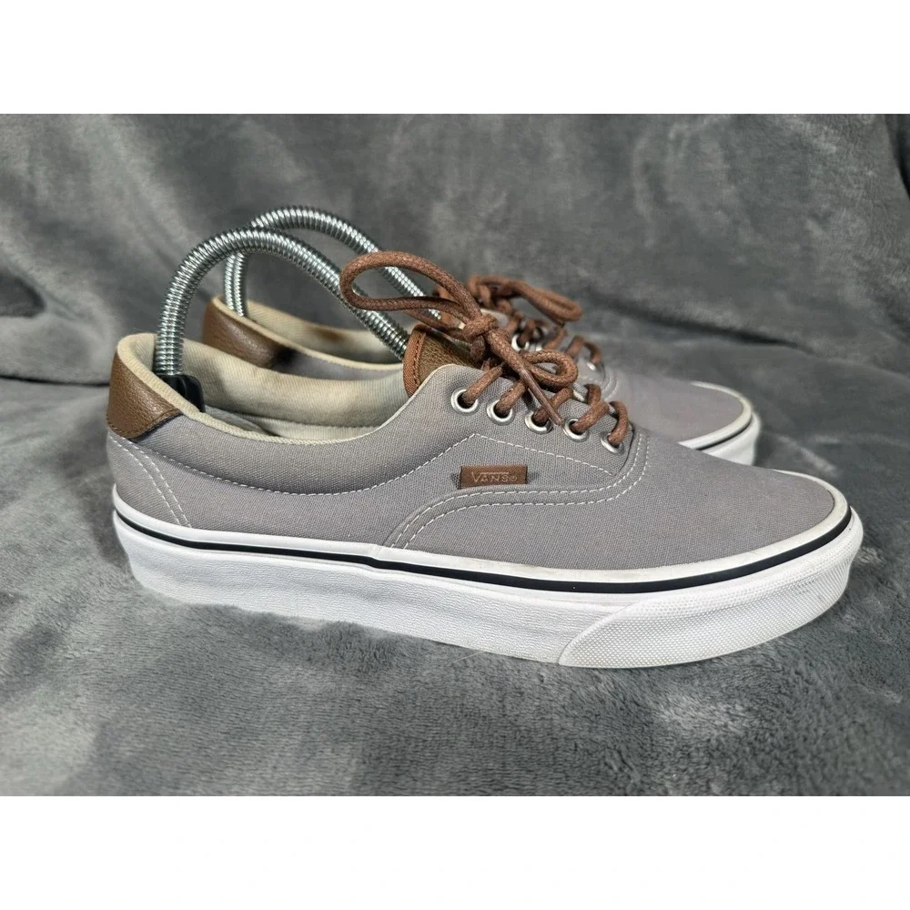 Vans Shoes Mens Size 7 Gray Brown Canvas Low Top Skate Sneakers Womens 8.5